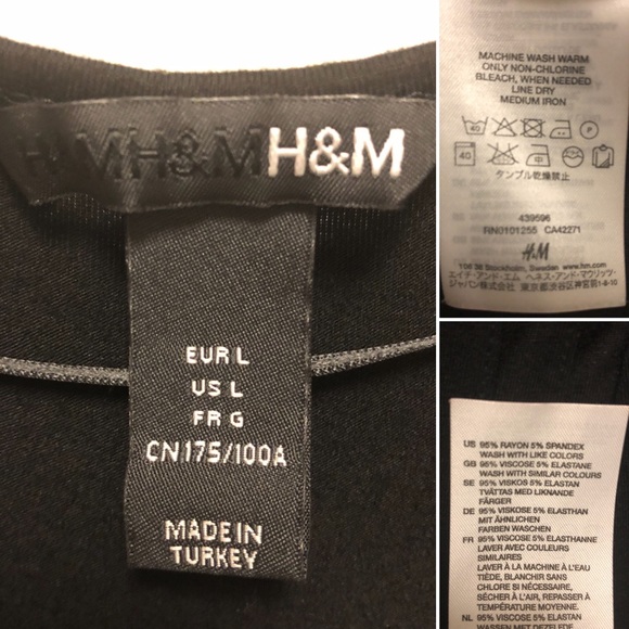 H&M Black Top - Large - V-neck - Tie Back - Picture 6 of 8